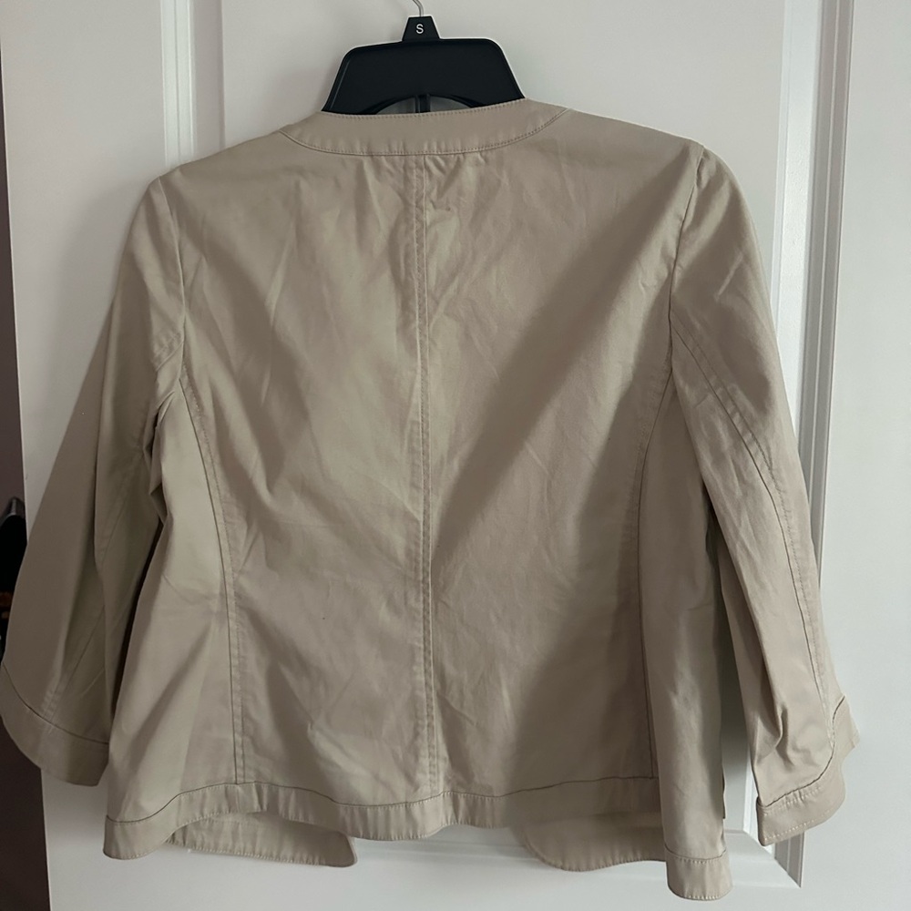 Talbots Cream Ruffle-Trim Blazer Jacket - Picture 2 of 2